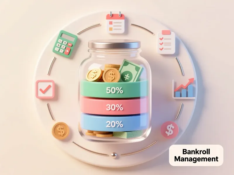 Elegant illustration of bankroll management showing budget allocation and financial planning for sports betting