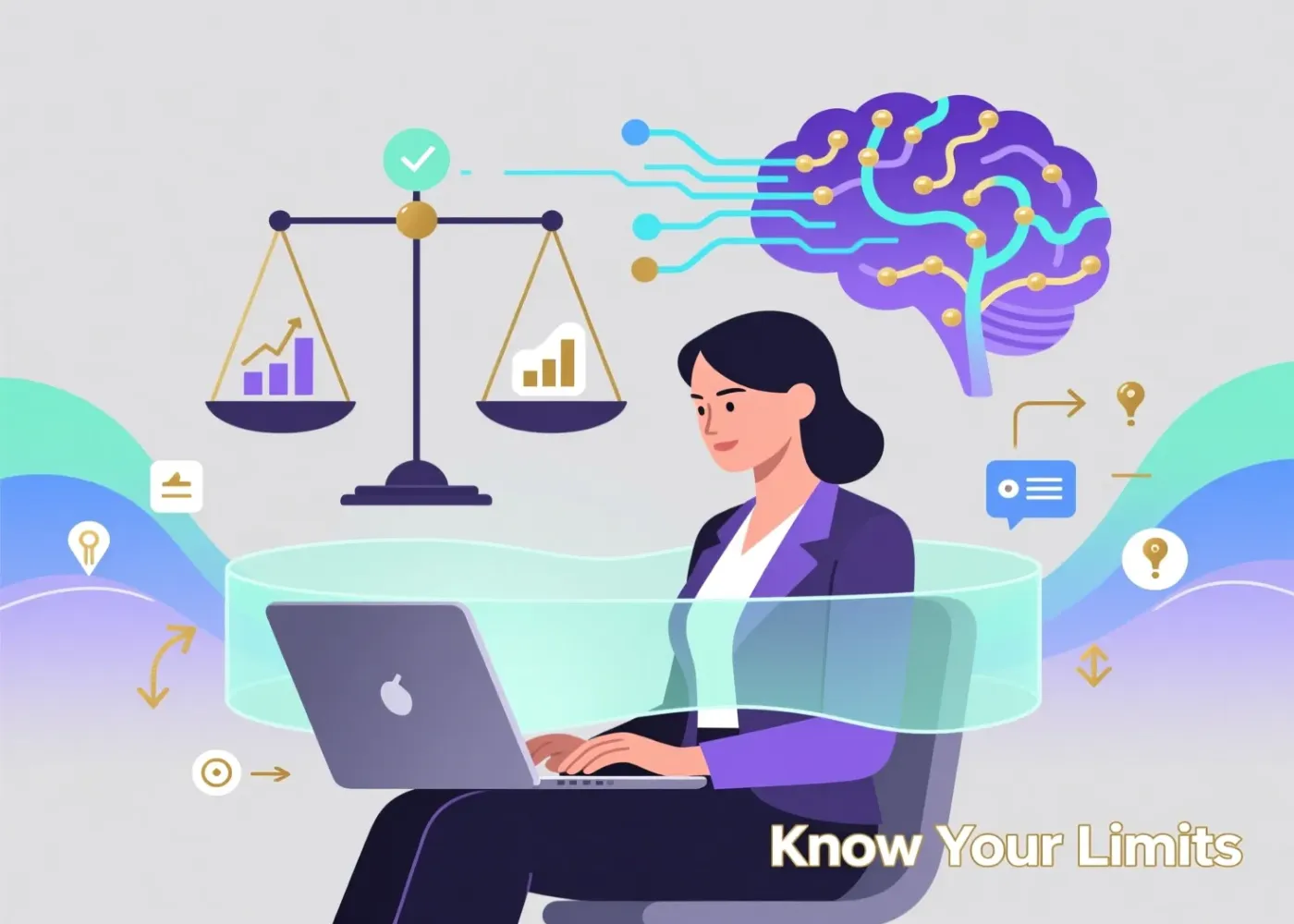 Artistic illustration of woman analyzing betting information with visual metaphors for balanced thinking