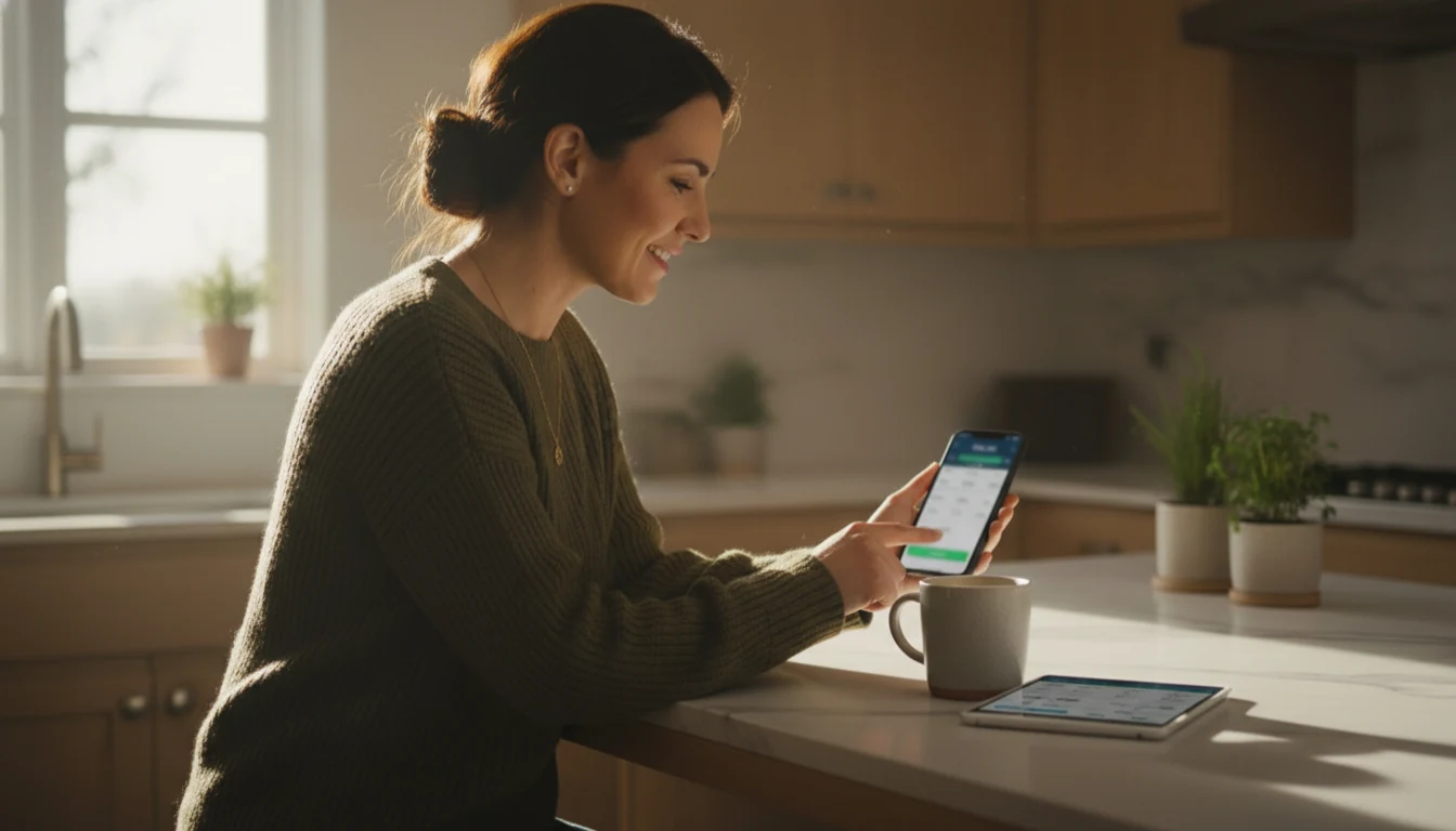 Woman carefully tracking her betting budget and results in a notebook