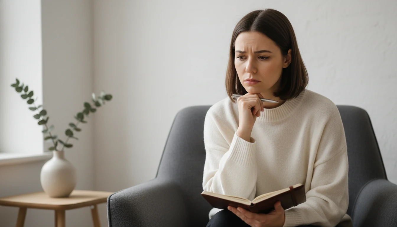 Woman thoughtfully considering betting strategy decisions