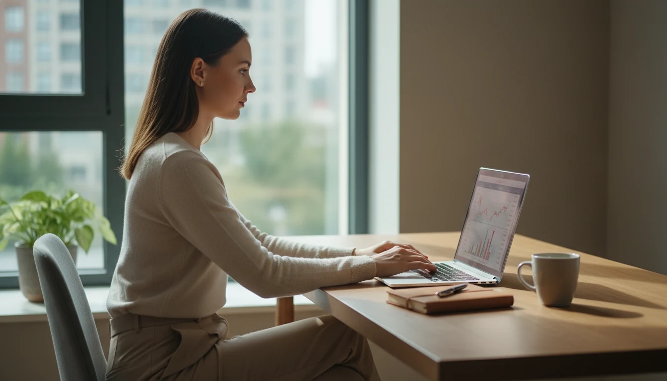 Woman maintaining composure while reviewing betting results