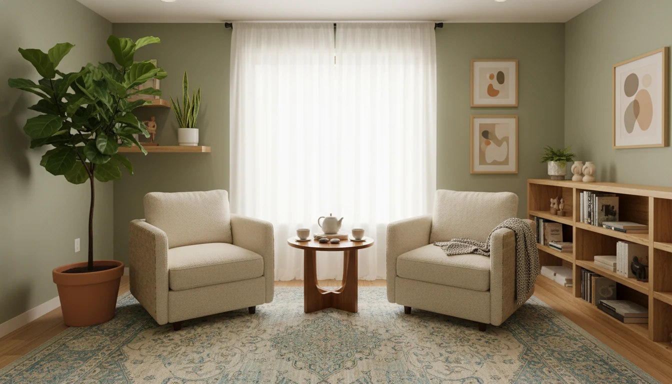 Supportive counseling environment with warm, welcoming atmosphere