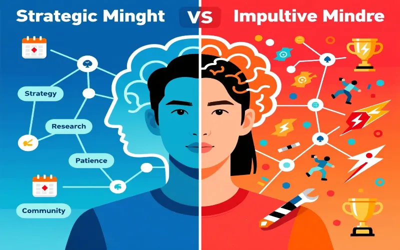 Conceptual illustration of psychological differences in betting approaches between women and men