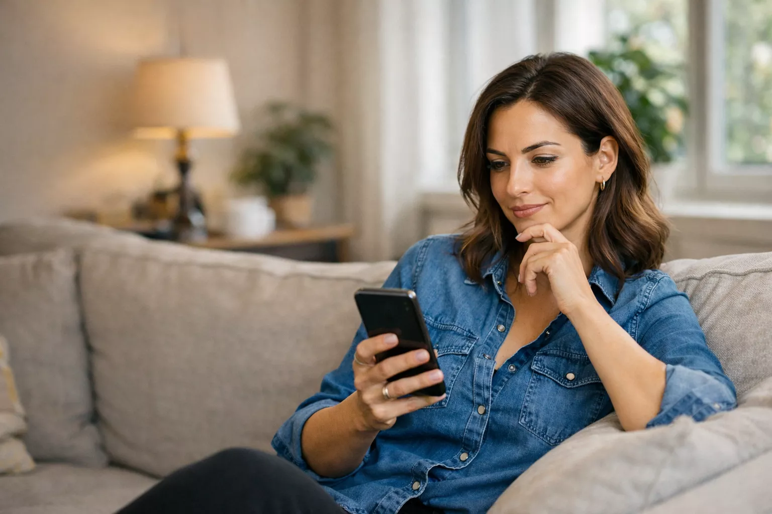 Woman comparing sportsbook apps on her smartphone