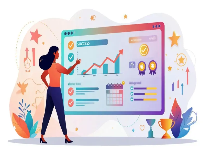 Empowering illustration showing successful sports betting journey and achievement for women bettors